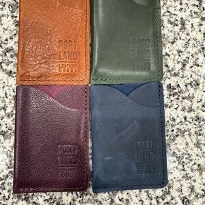 Portland Leather Goods Card Holder Set - Plum, Deep Water, Forest, unknown tan